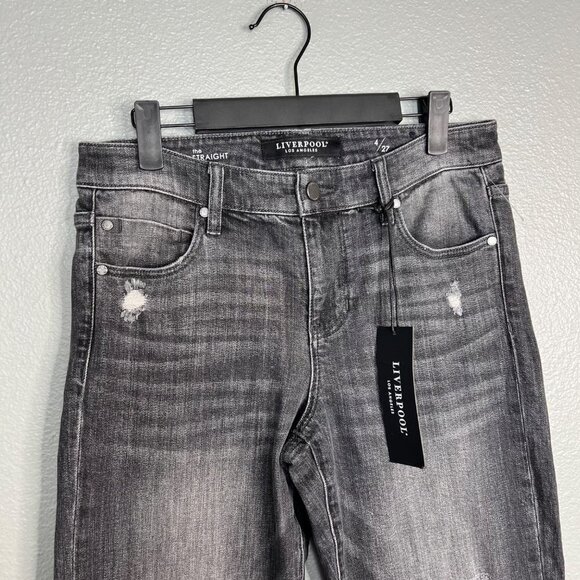 NWT Liverpool Jeans The Crop Straight in Spencer (faded wash gray) 4 / 27 - Picture 4 of 10